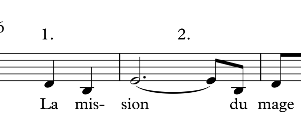 Excerpt of sheet music for the song La Mission by Uitdenbogerd